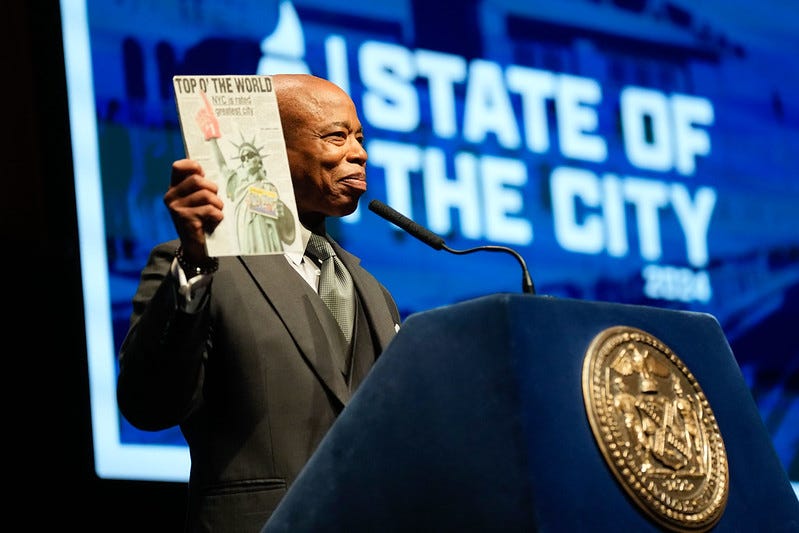 Mayor Eric Adams delivers his third annual State of the City address on Jan. 24, 2024.