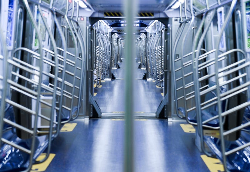 The inside of the first R211T subway that will run along the C line. 