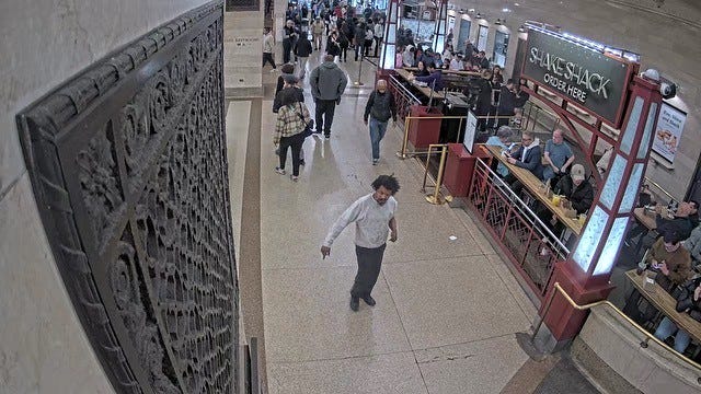 Jean Carlos Zarzuela, 30, in the Grand Central Terminal on surveillance video released by the MTAPD.