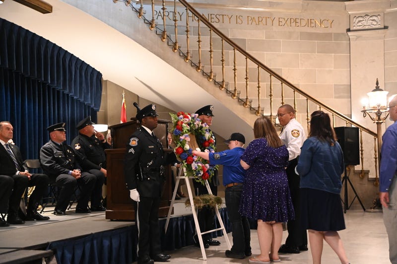The name of fallen Hermann, Mo. police sergeant Mason Griffith has been added to Missouri's Law Enforcement Memorial Wall