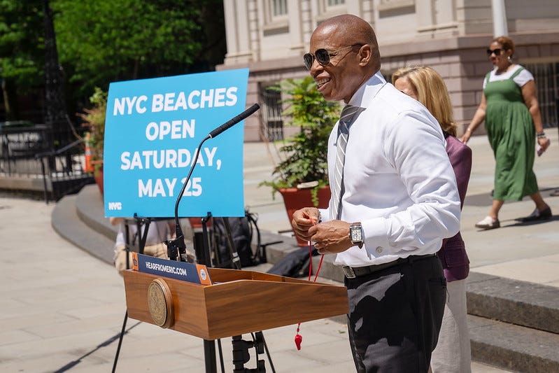 Mayor Eric Adams and NYC Parks Commissioner Sue Donoghue announce that an arbitration panel has issued an award in the city’s negotiations with the bargaining unit representing city lifeguards.