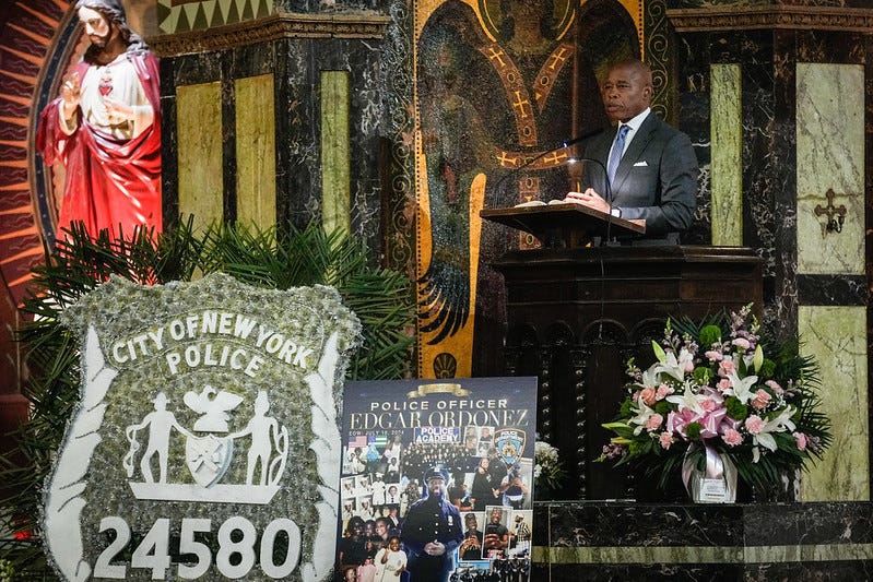 Funeral service held for NYPD Officer Edgar A. Ordonez at St. Anselm Roman Catholic Church in the Bronx on Wednesday, July 18, 2024.