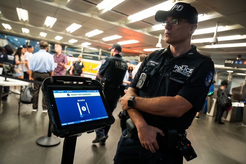 Weapons scanners are being installed in select subway stations over the next month. The program launched on Friday, July 26, at the Fulton Center subway station.