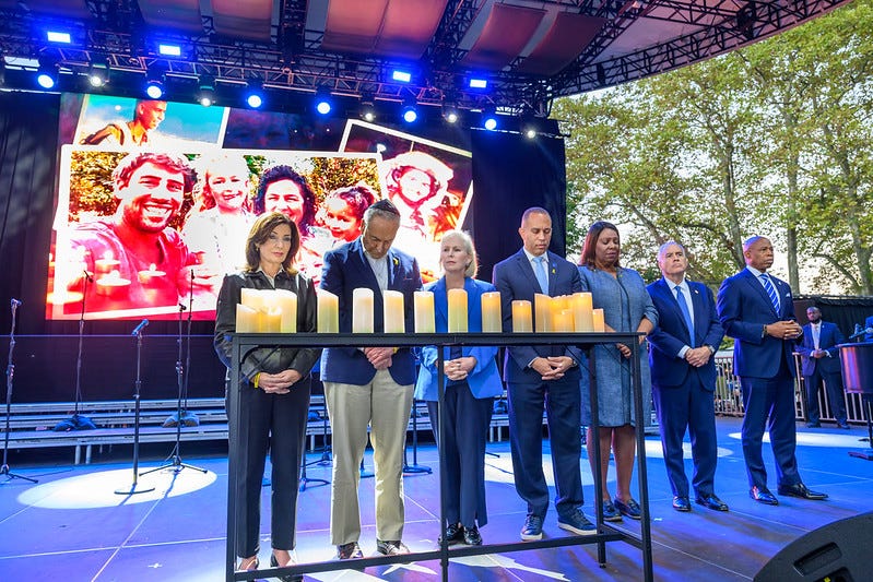 Elected officials participates in Central Park candle lighting ceremony to mark the year anniversary of the Oct. 7 Hamas terrorist attack on Israel.