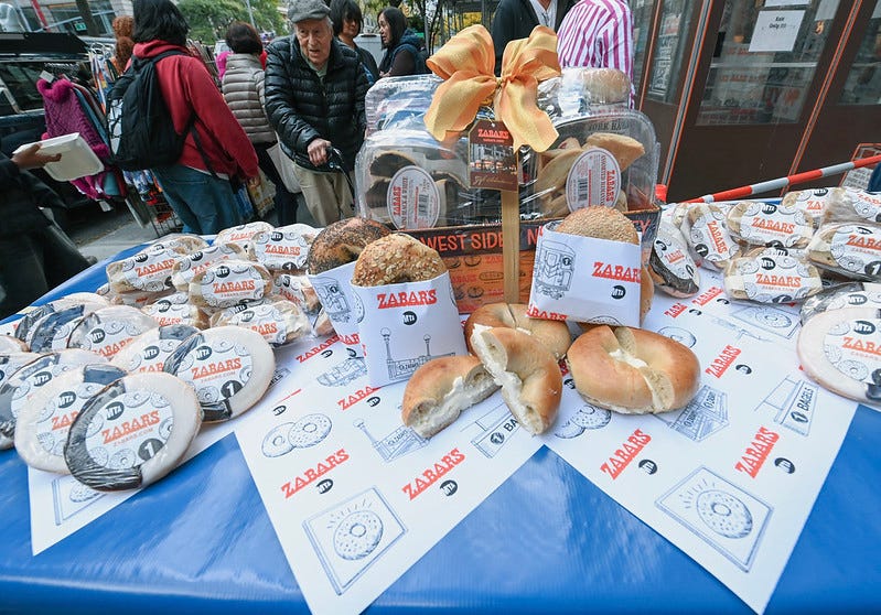 Bagels with schmears will be $1.20 during the "commuter deal" days, and the MTA will be handing out black and white cookies.