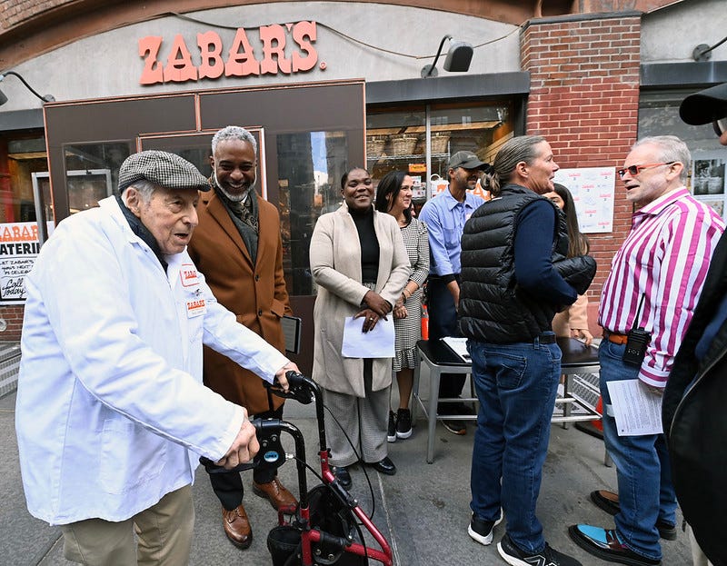 MTA New York City Transit Interim President Demetrius Crichlow and MTA Chief Customer Officer Shanifah Rieara join with Zabar’s on Broadway to commemorate mutual anniversaries on Tuesday, Oct 15, 2024.