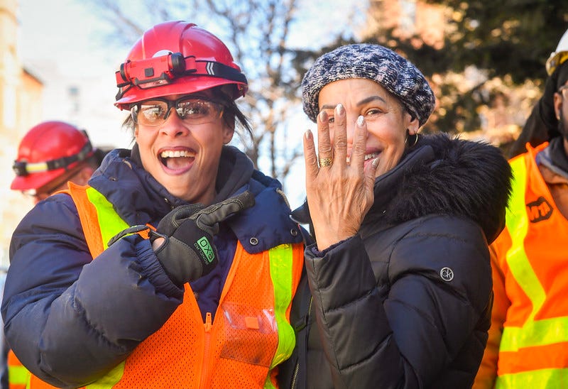 Light maintainer Latasha Goodall (L) reunited Myra Lora (R), 70, with a precious ring on Thursday, Feb. 20, 2025.