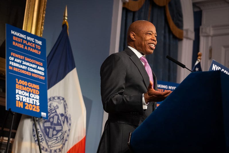 Mayor Eric Adams holds an in-person media availability. City Hall. Tuesday, March 11, 2025.