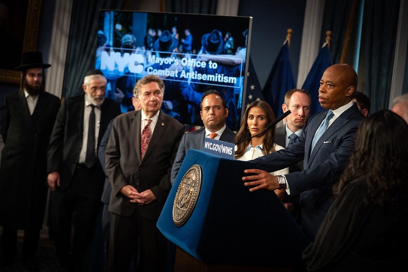 Mayor Eric Adams announces the establishment of the Mayor’s Office to Combat Antisemitism on Tuesday, May 13, 2025.