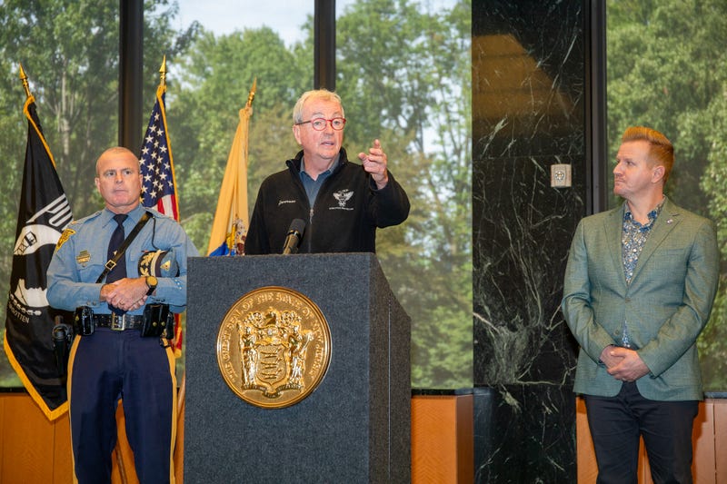 Gov. Phil Murphy speaks about hurricane Erin at a press conference on Tuesday, Aug. 19, 2025.