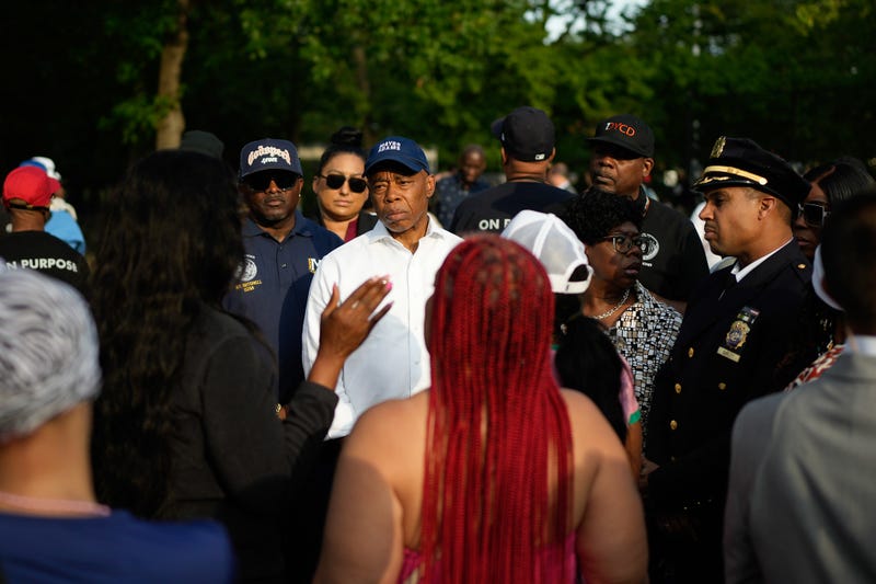Mayor Eric Adams meets with members of the Bronx community on Aug. 28, 2025