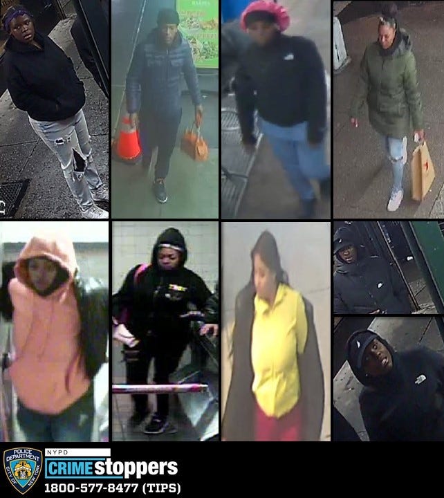 Security cameras captured images of suspects in the robberies.