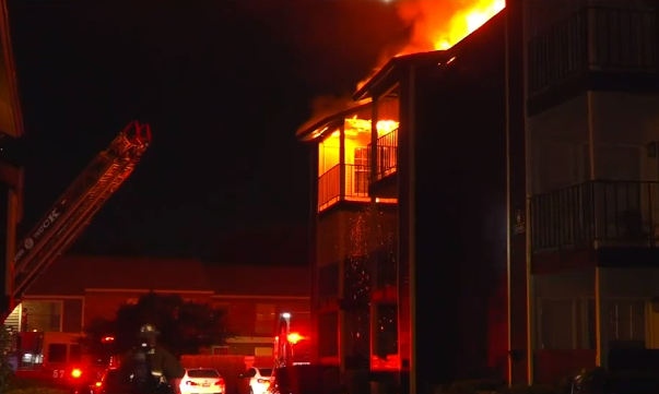 Three-alarm fire does heavy damage to an east Dallas apartment building