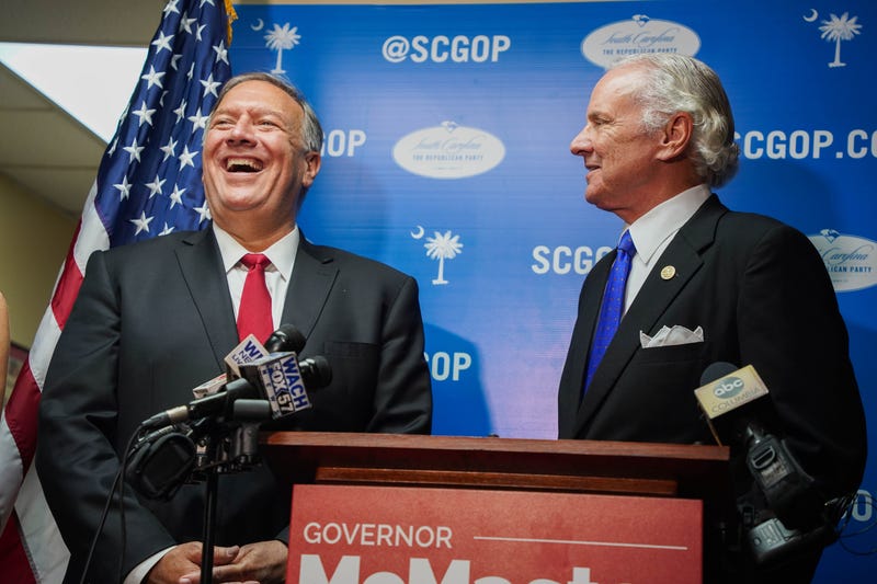 Former Trump administration Secretary of State Mike Pompeo endorses Gov. McMaster and Lt. Gov. Evette for re-election in Columbia Friday July 30.