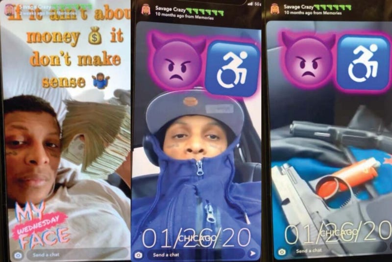Federal prosecutors took a screenshots of Leonard Johnson’s Snapchat account that allegedly shows him with cash and pistols in his lap