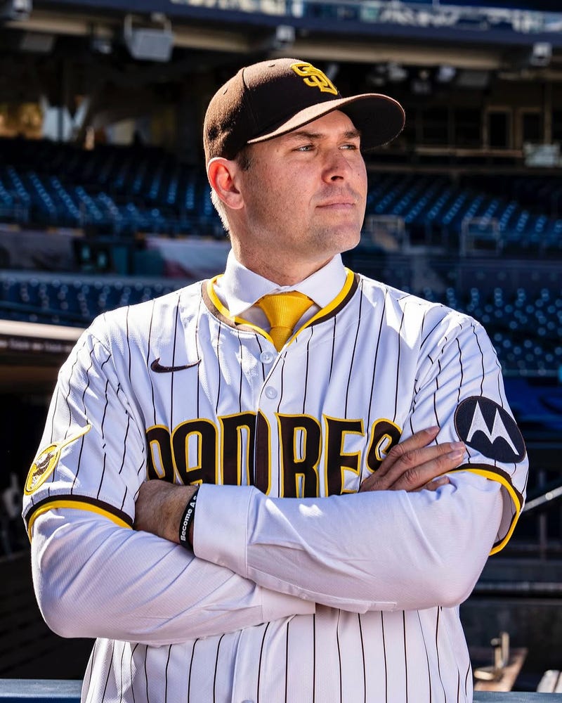 San Diego Padres Manager Craig Stammen poses for a photo at Petco Park on the day of his introductory press conference