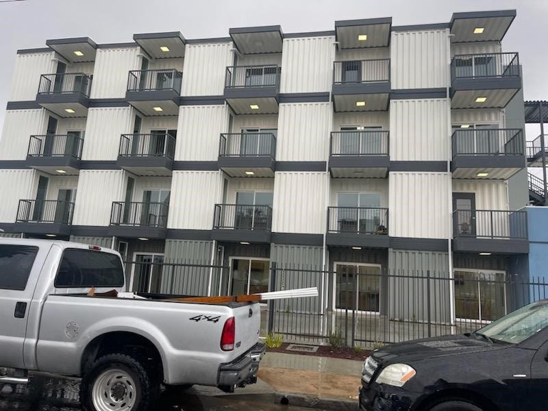 four-story apartment building