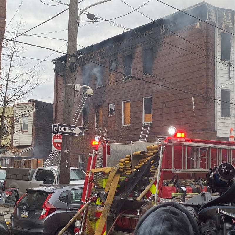 Three row homes on fire at Tasker and Franklin streets