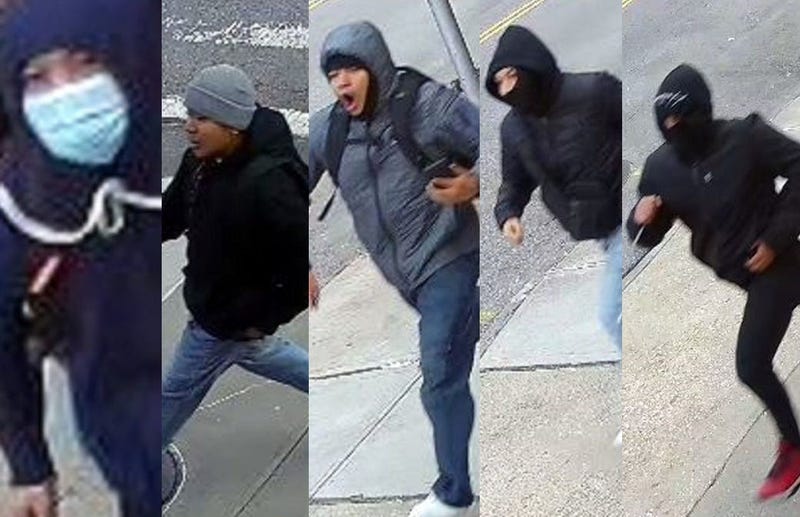 Police are searching for five teens in the beating and stabbing of two boys in Flushing on Tuesday morning
