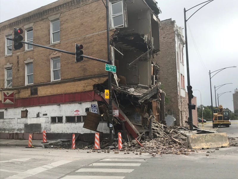 A man was injured when a building partially collapsed Sept. 12, 2019, at a construction site at Fifth Avenue and Pulaski Road.
