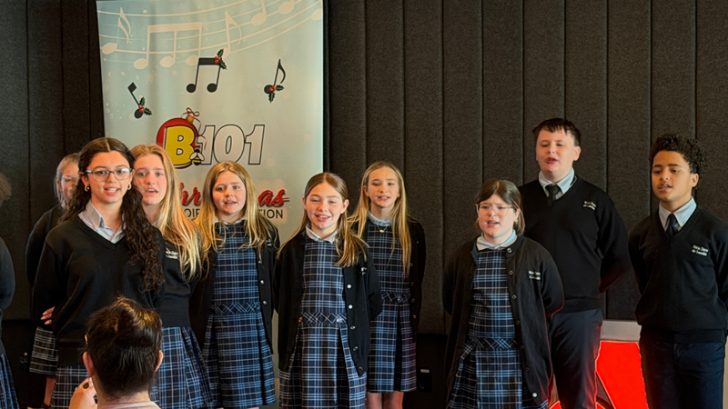 B101's 2025 K-8 Christmas Choir Competition Champions Notre Dame De Lourdes School Performs at B101
