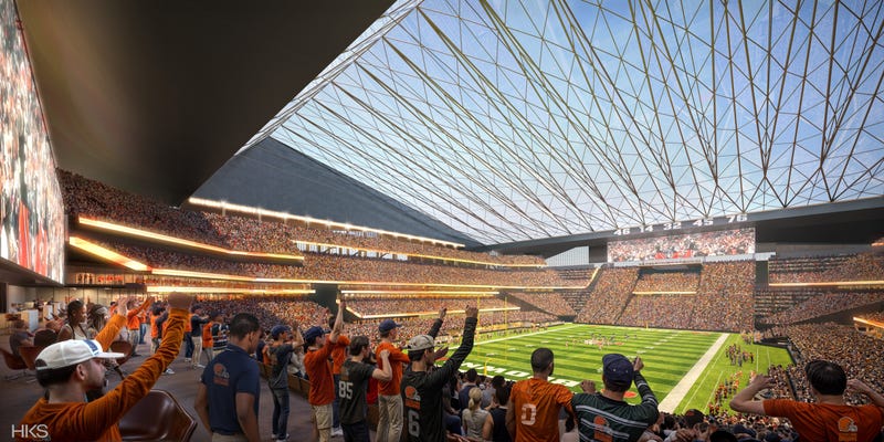 A rendering of the interior of a proposed $2.4 billion dome to be built in Brook Park for the Browns.
