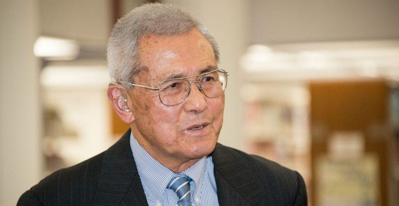 Brian Shiroyama, President of the Friends and Family of Nisei Veterans, speaks about the samurai-style sword of Lt. Col. Richard Sakakida.