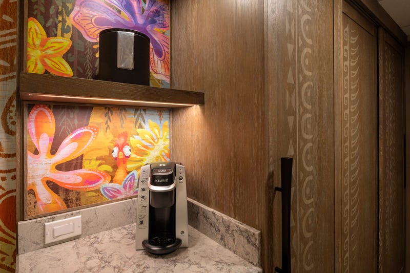 A guest room inside Disney’s Polynesian Village Resort at Walt Disney World Resort in Lake Buena Vista, Fla., features decorations inspired by the Walt Disney Animation Studios film “Moana.” 