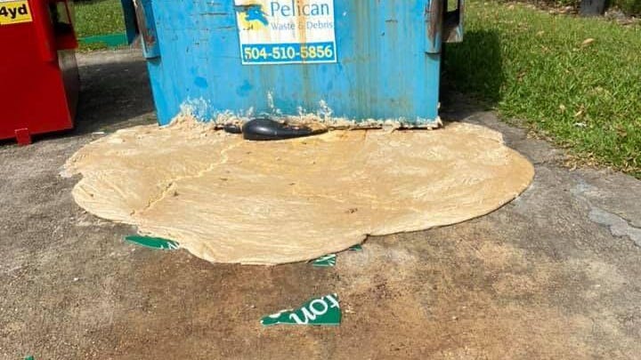 PHOTOS: Pizza blob overtakes dumpster at Louisiana pizza shop