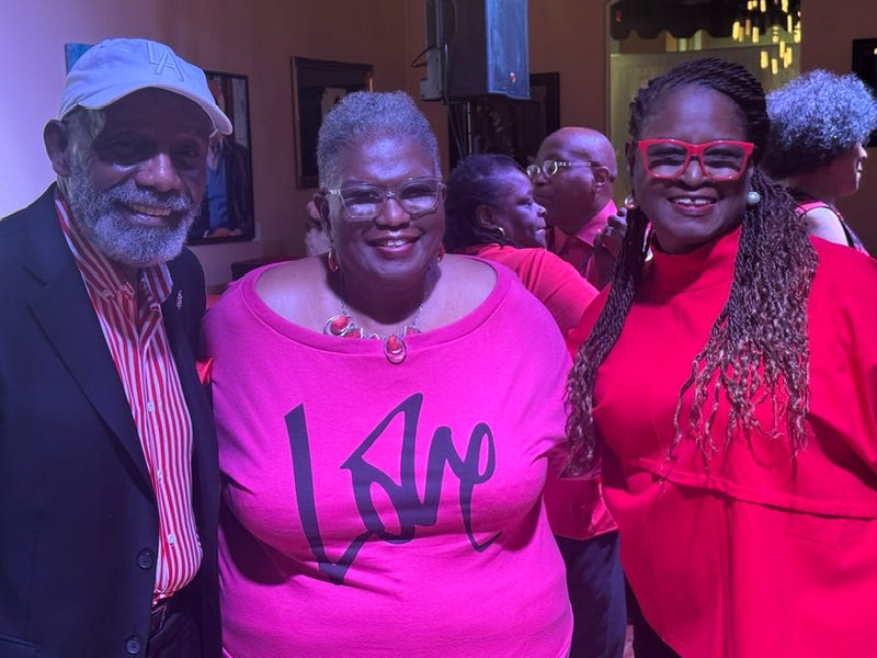 (L TO R) "Let's Talk About It With The Turners Co-Host" Robert Turner "News & Talk WAOK Branch Manager" Joyce Littel "Let's Talk About It With The Turners Co-Host" Vickie Turner