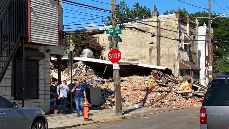 A building at 3rd Street and West Indiana Avenue collapsed Saturday after Philadelphia firefighters responded to a fire at a pizza restaurant there. 