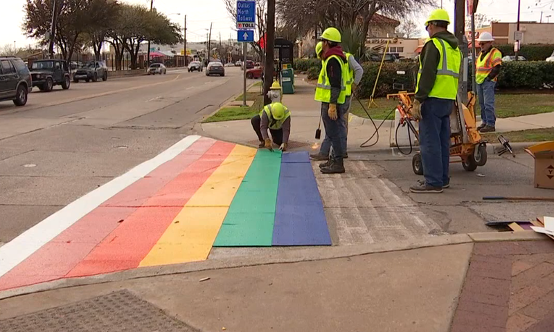 Rainbow Crosswalks in Oak Lawn Neighborhood