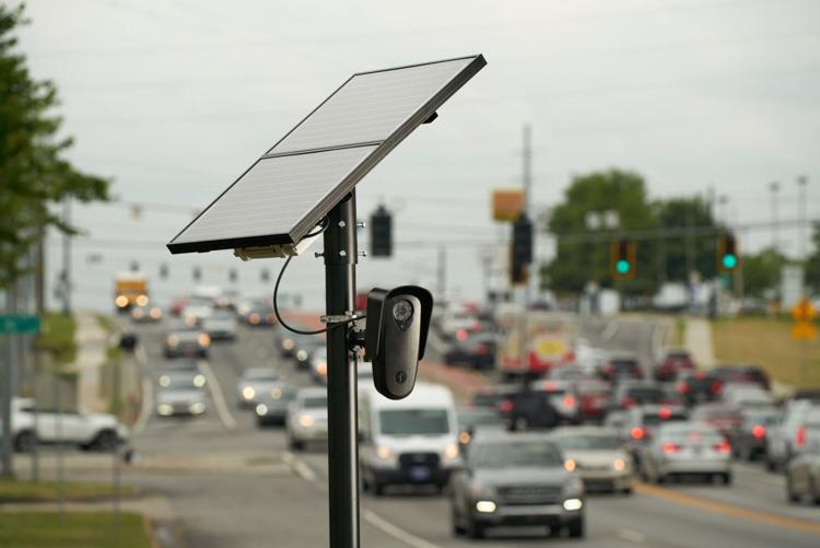 Flock system cameras installed on a roadway