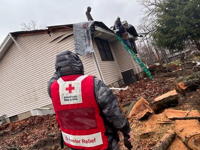 American Red Cross of Illinois volunteers assist residents in Kankakee County impacted by tornadoes on March 11, 2026. 