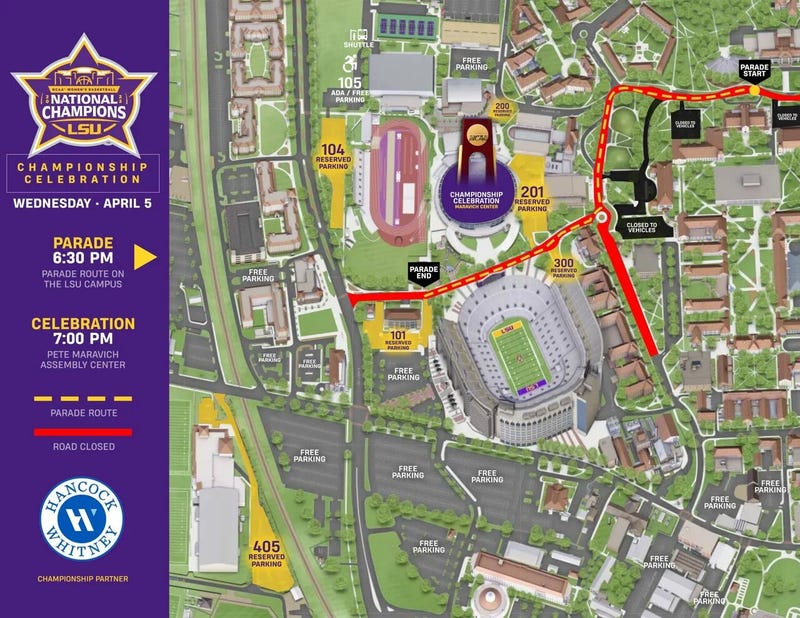 LSU title parade map