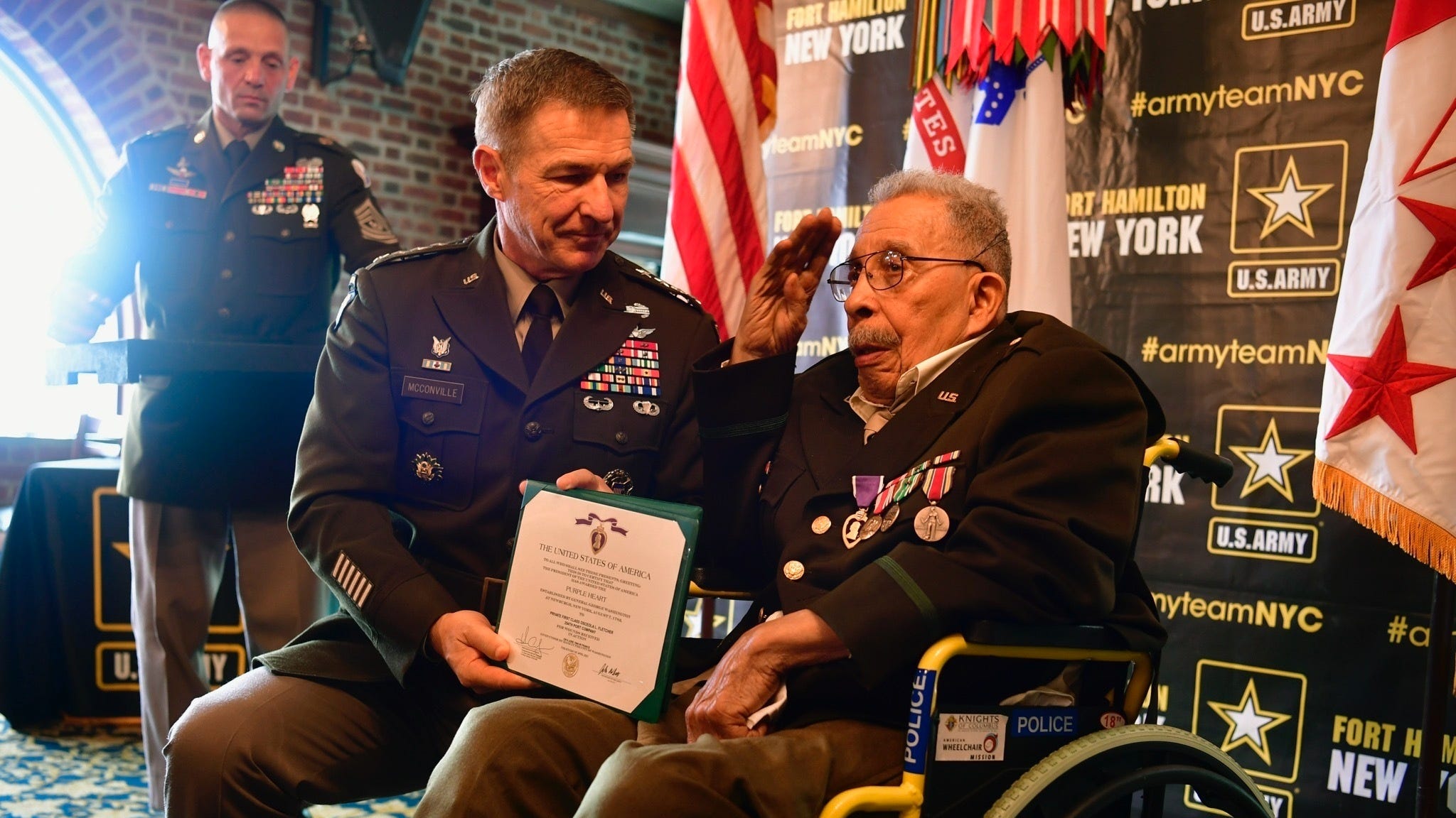 U.S. Army awards purple heart to 99-year-old World War II vet