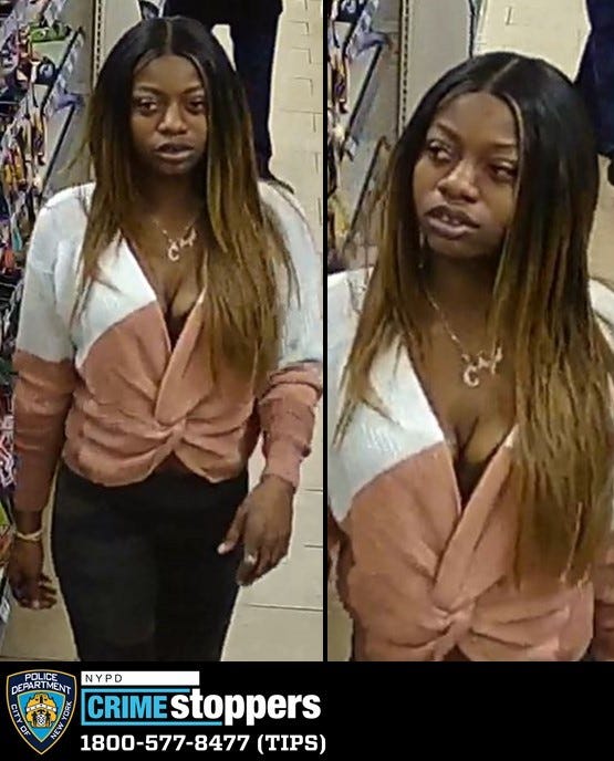 Police are searching for a woman who allegedly stole a man's credit cards as he slept at his Hudson Yards residence