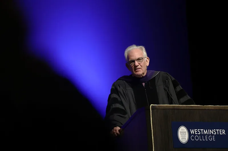 Former Missouri Gov. Jay Nixon answers a student’s question after giving the 60th John Findley Green Foundation Lecture as part of the 20th Annual Hancock Symposium on Monday at Westminster College in Fulton.