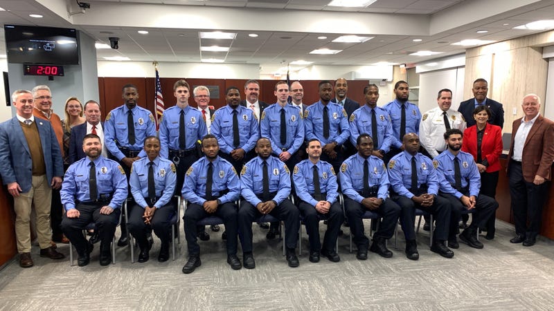SEPTA's newest police officers pose with SEPTA board members after Thursday’s meeting.