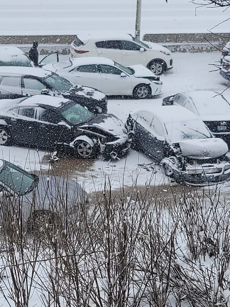cars piled up on I-696