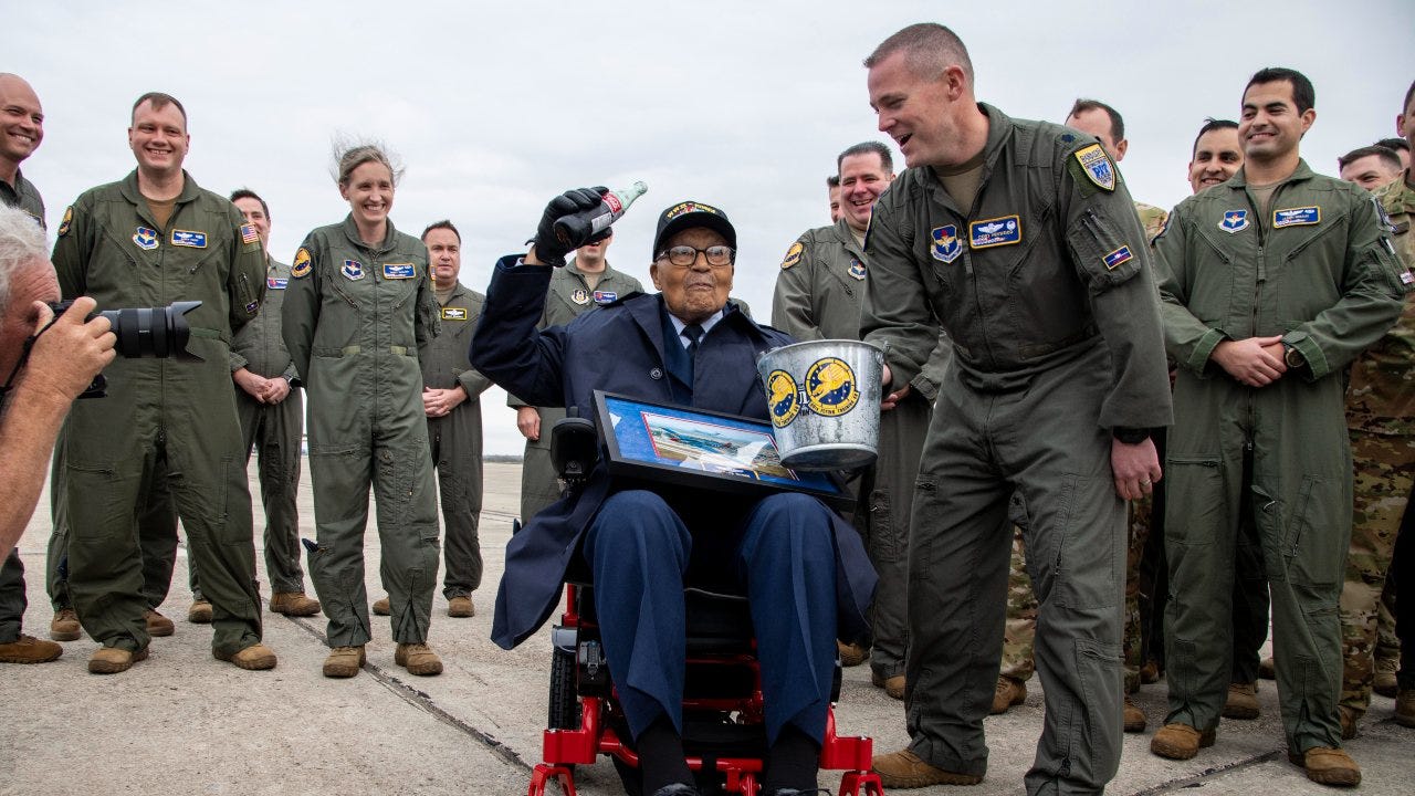 Tuskegee Airman Charles McGee celebrates 102nd birthday