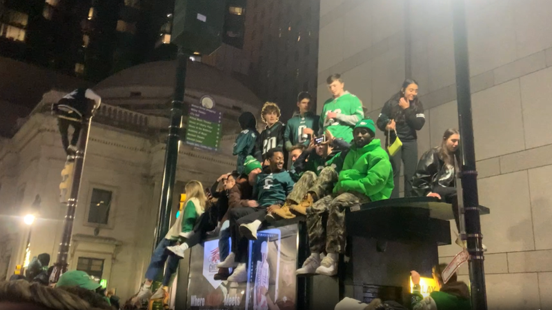 Climbing a bus shelter, Jan. 26, 2025