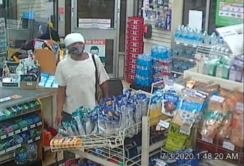 Police released surveillance images of the suspect in a robbery July 3, 2020, at the 7-Eleven store at 2619 N. Clark St.