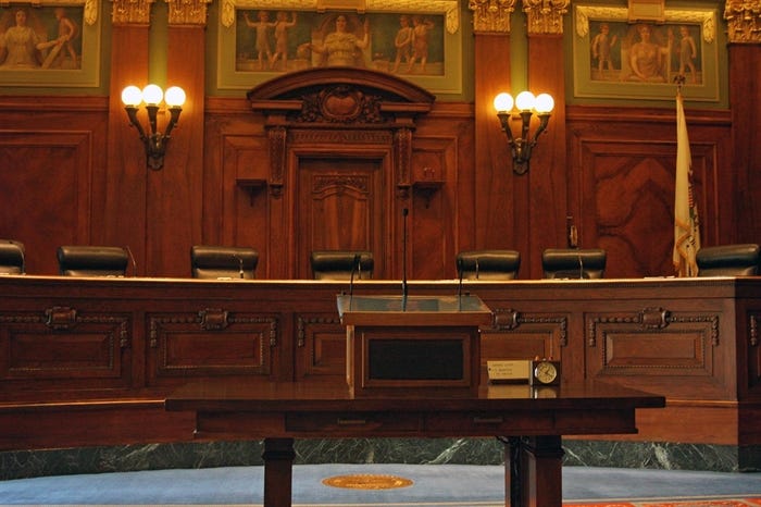 The Illinois Supreme Court chamber is pictured in Springfield