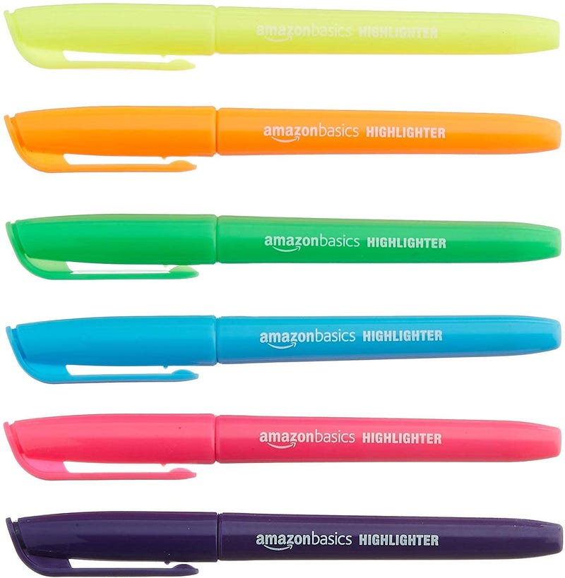 Amazon Basics Chisel Tip Fluorescent Ink Highlighters