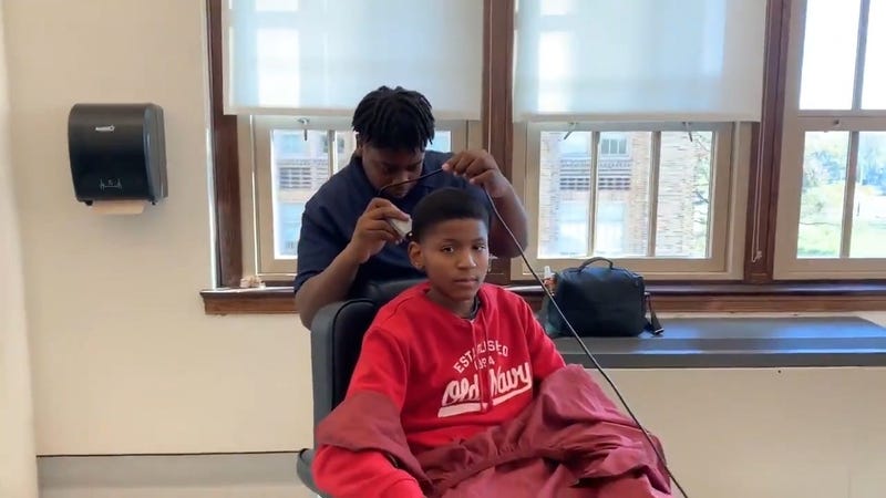 Barbering class at Dobbins High