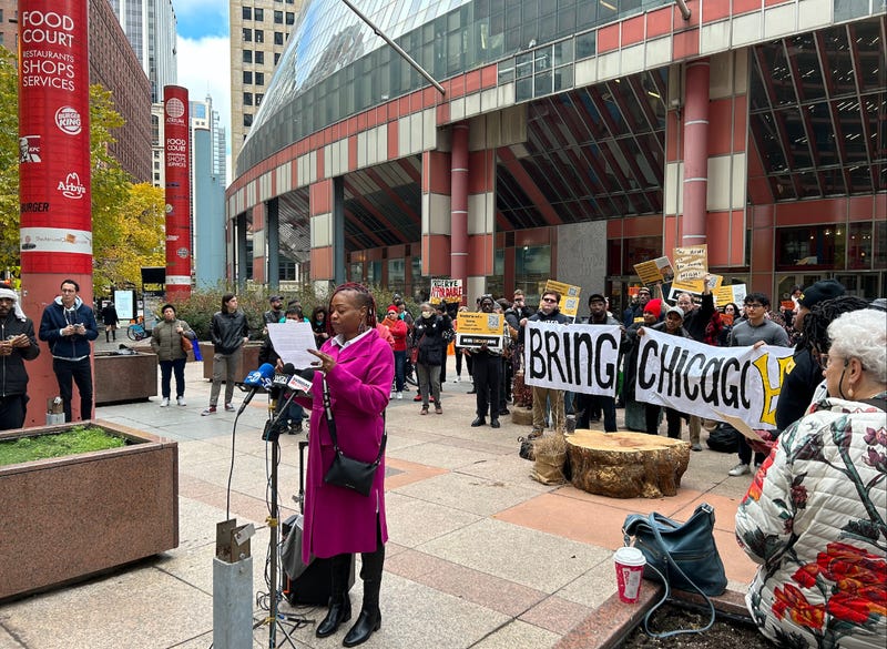 Advocates of the "Bring Chicago Home" ordinance rallied across from Chicago City Hall on Tuesday and called on the City to pass a referendum question over funding housing and programs for homelessness by raising the city's real estate transfer tax.