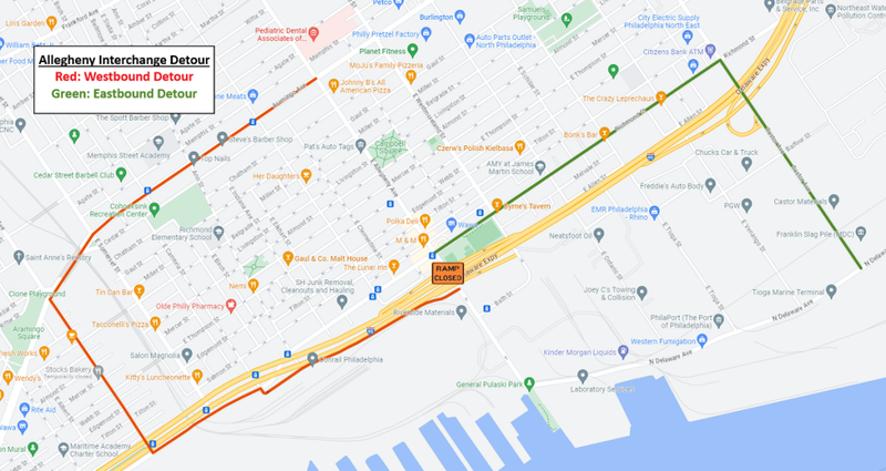 Allegheny Avenue Interchange detour 