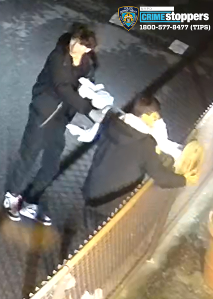 Video shows the teens grabbing the statue outside the church last Thursday night