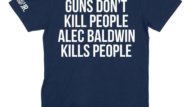 PHOTOS: Donald Trump Jr. selling 'Guns don't kill people, Alec Baldwin kills people' shirts